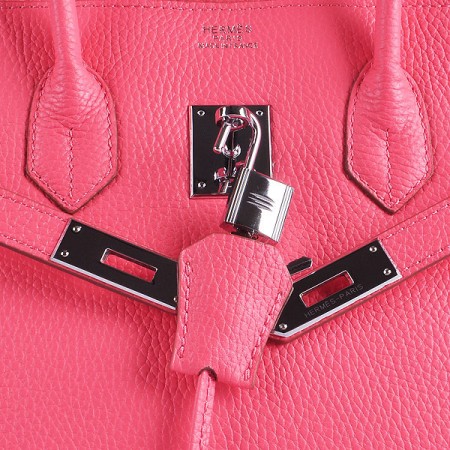 Hermes 6089 Birkin 35CM Tote Bag Pink lipstick Leather Silver